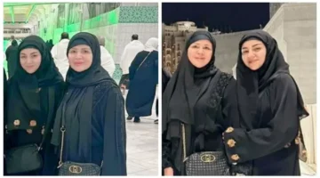 بالصور من الحرم.. إلهام شاهين تؤدي مناسك العمرة رفقة ابنة شقيقتها إلهام صفي الدين